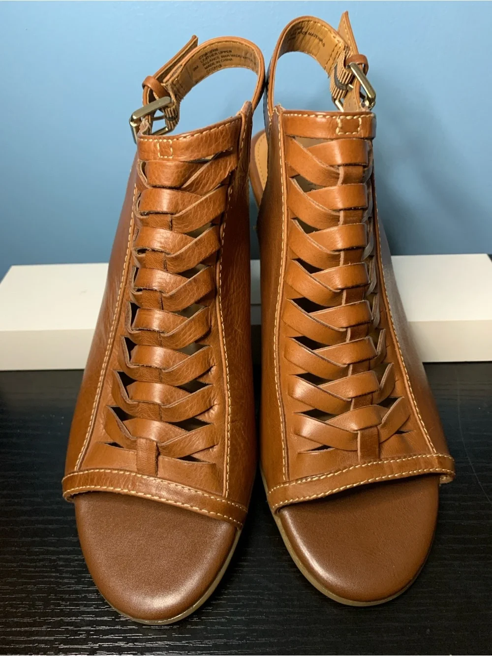 Comfortiva Tan Woven Slingback Block Heel Sandal